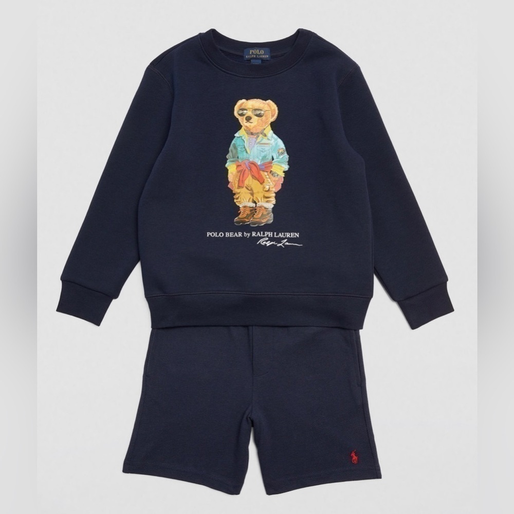 Ralph Lauren Polo Bear Boys Girls Navy Sweatshirt M (10/12) Like New - Picture 8 of 9